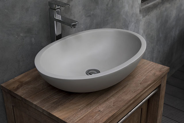 Luca Grande light grey cast concrete bathroom sink basin
