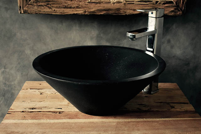 Venezia Black Terrazzo cone shaped basin handmade