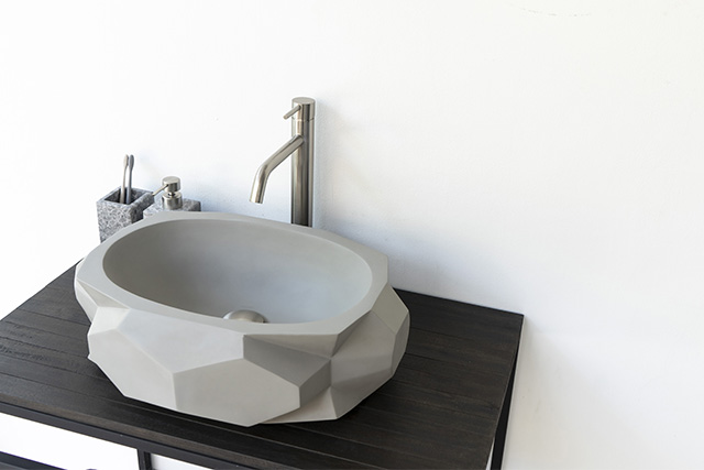 Luca Grande light grey cast concrete bathroom sink basin