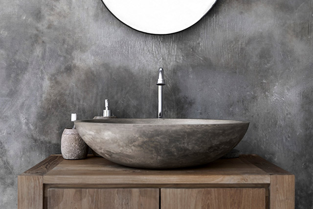 Bathroom basin concrete oval shaped