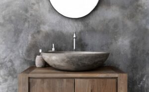 Bathroom basin oval natural concrete
