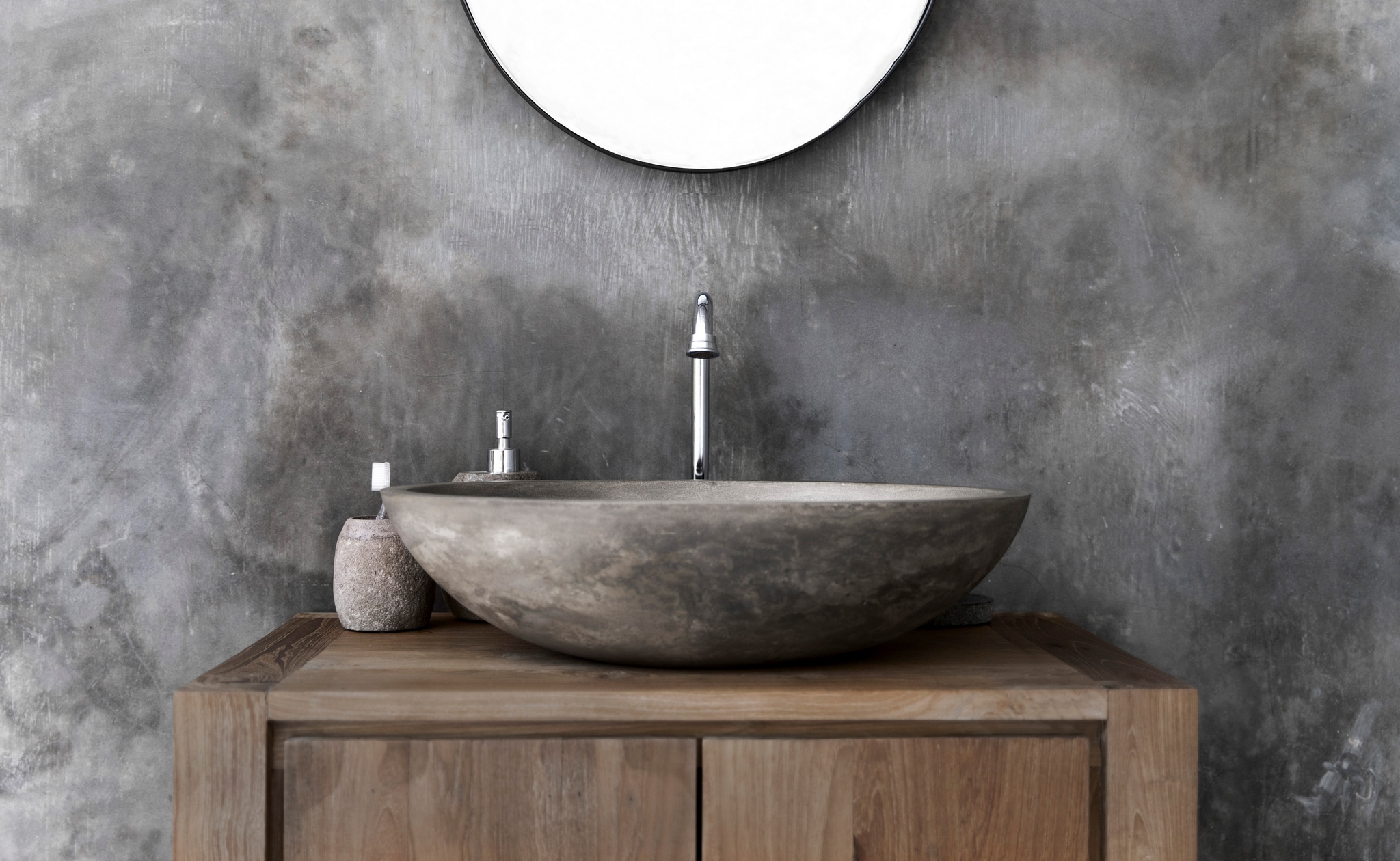 Bathroom basin oval natural concrete