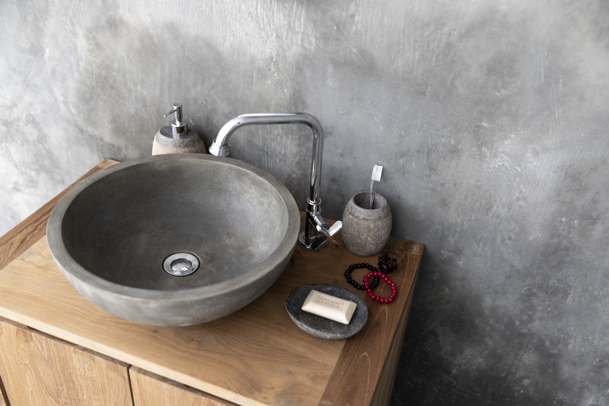 Natural Concrete Bathroom Basin - round modern sink