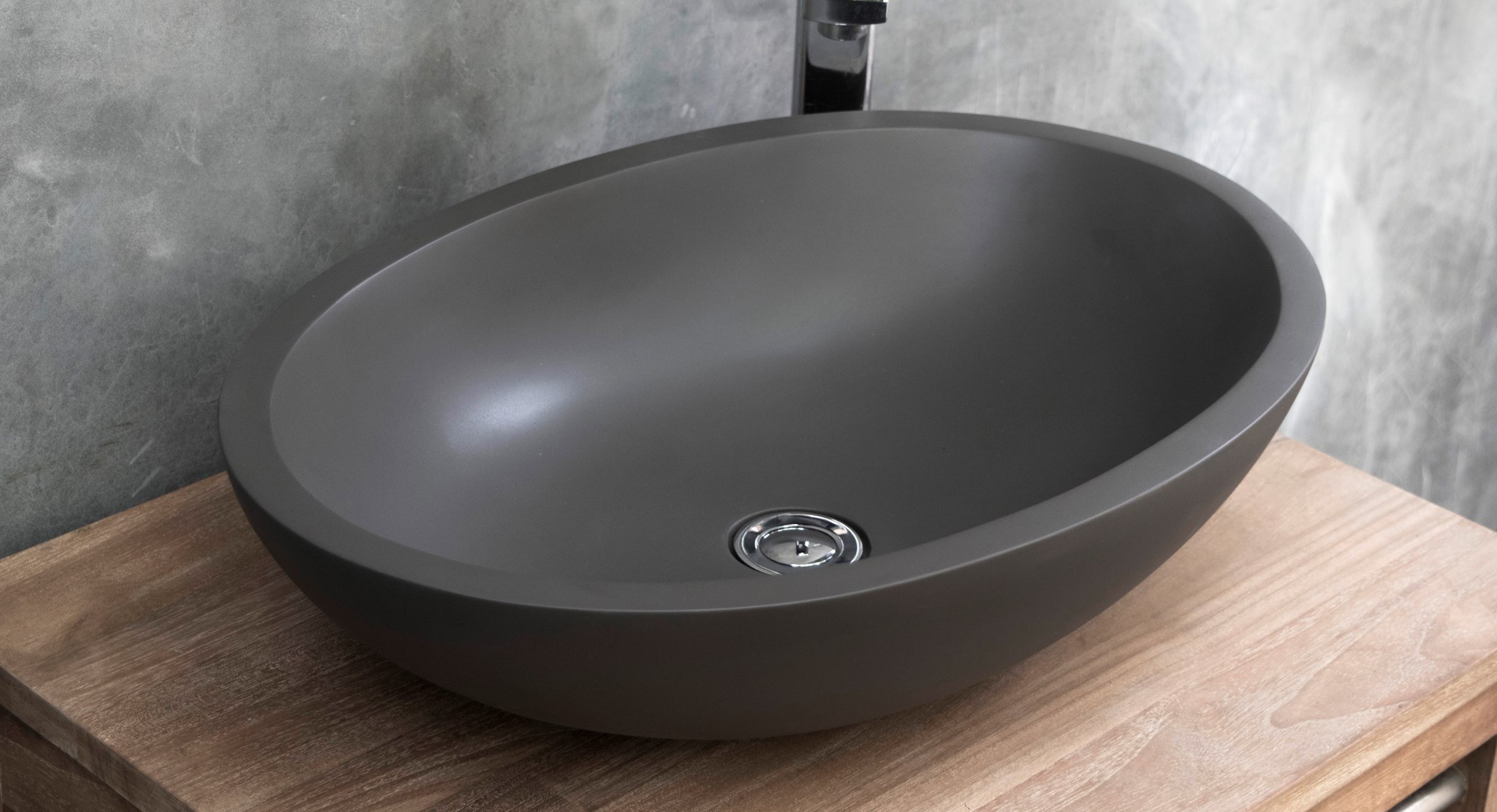 Oval concrete design basin bathroom