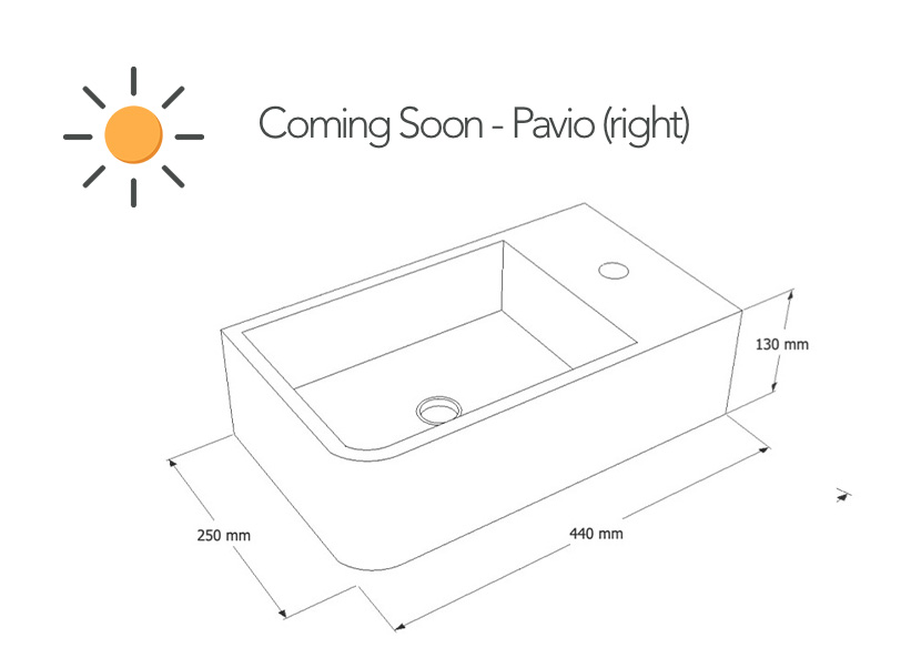 Pavio right - concrete wall mounted basin