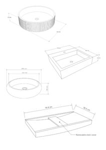 Customization - Line drawing - terrazzo and concrete basins