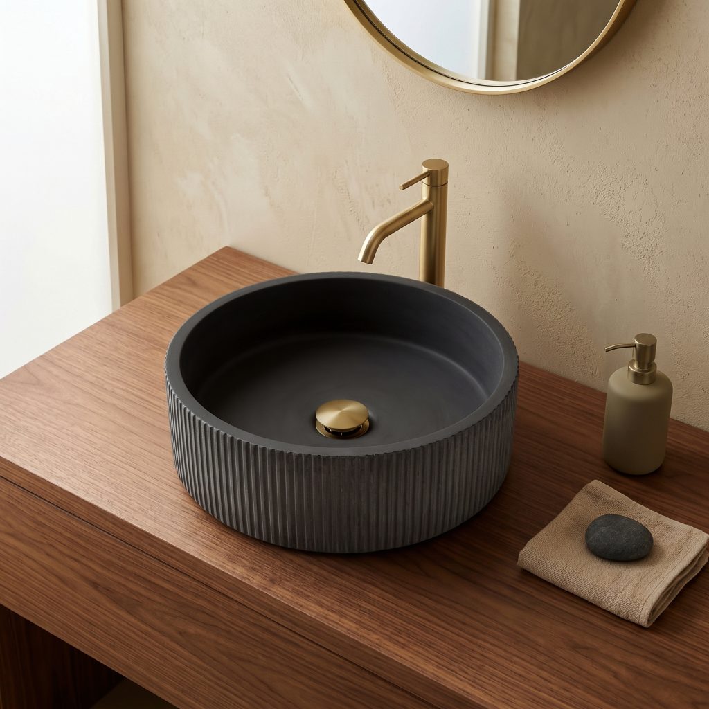 Sorento 36 pastel concrete basin in Ash (light grey)