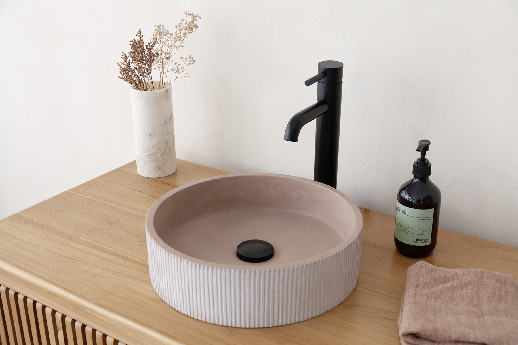 Sorento 42 pastel concrete basin in Bisque (cream beige)