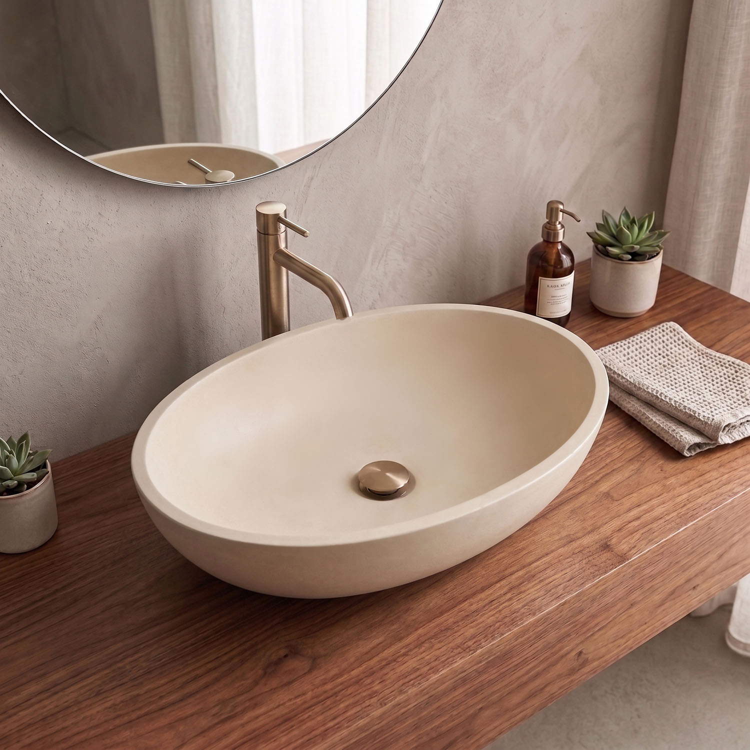 Luca Nuova pastel concrete basin in Dune (sandy beige)