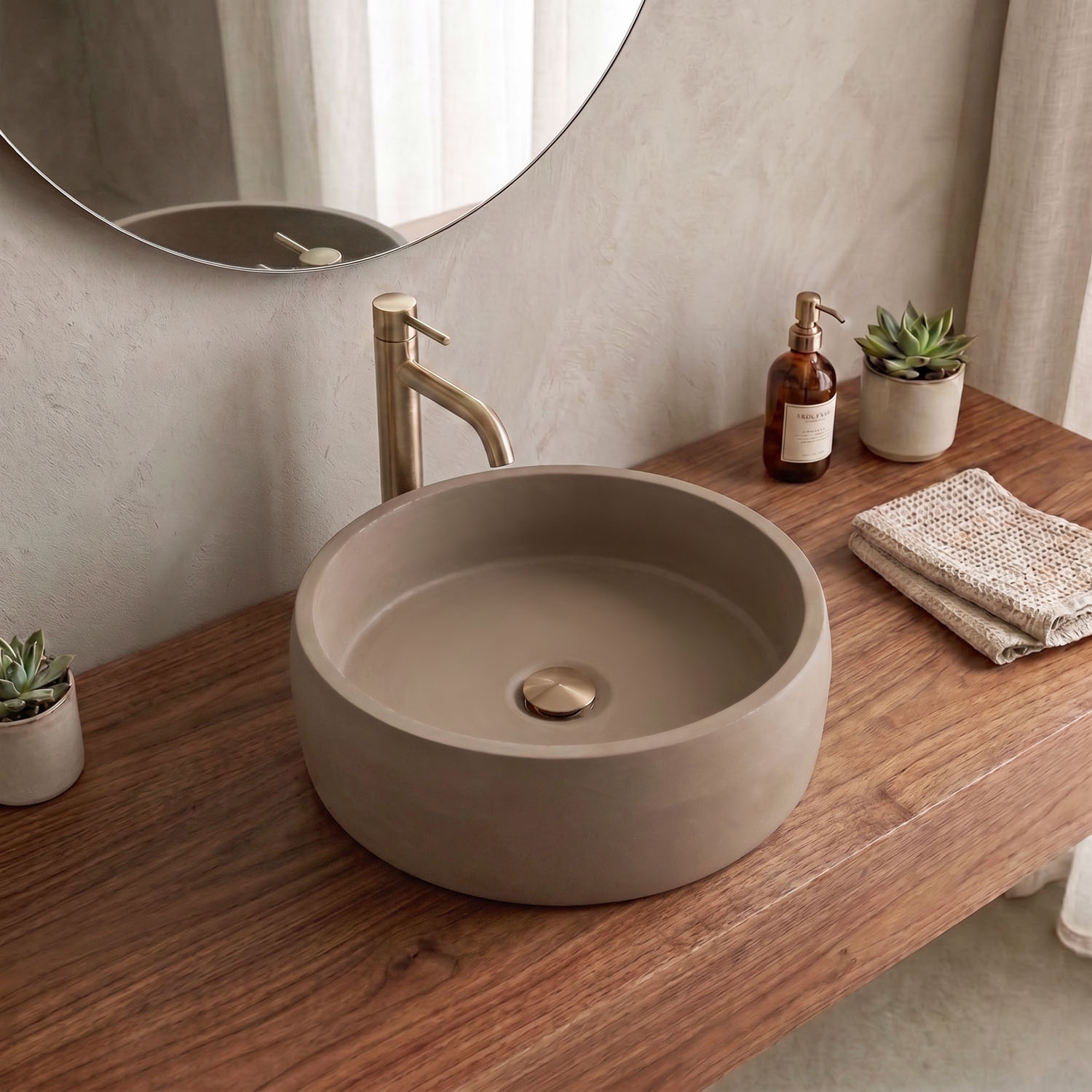 Olbia pastel concrete basin in Mocha