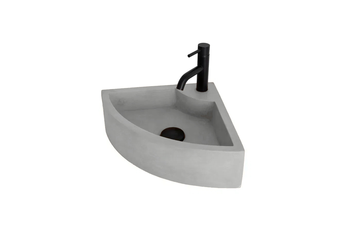 Puglia wall-mounted pastel concrete basin in Graphite